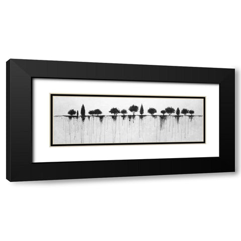 ABSTRACT BLACK TREES Black Modern Wood Framed Art Print with Double Matting by Atelier B Art Studio
