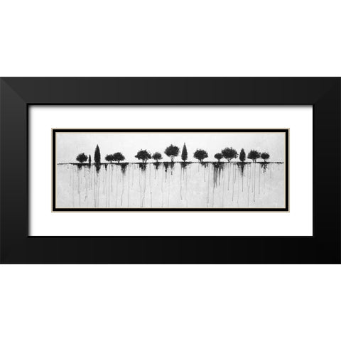 ABSTRACT BLACK TREES Black Modern Wood Framed Art Print with Double Matting by Atelier B Art Studio