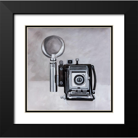 ANTIQUE CAMERA Black Modern Wood Framed Art Print with Double Matting by Atelier B Art Studio