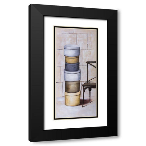 OLD HAT BOXES Black Modern Wood Framed Art Print with Double Matting by Atelier B Art Studio
