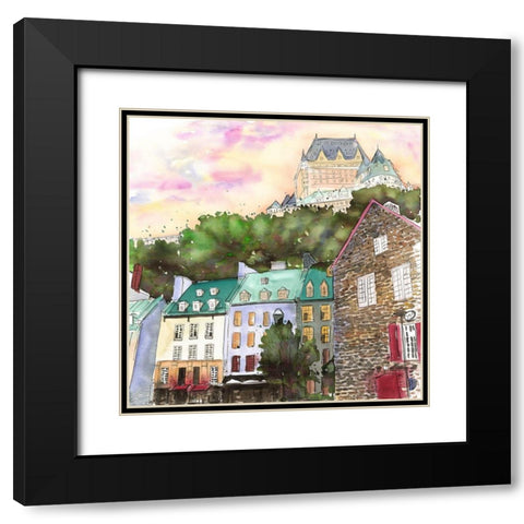 CHâTEAU FRONTENAC IN THE PETIT CHAMPLAIN Black Modern Wood Framed Art Print with Double Matting by Atelier B Art Studio