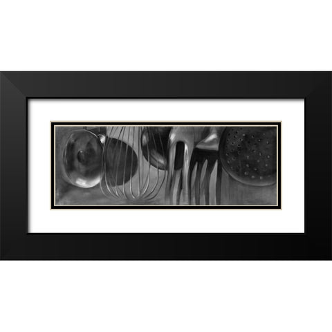 Kitchen Tools Black Modern Wood Framed Art Print with Double Matting by Atelier B Art Studio