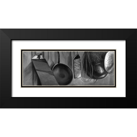 Ustensils Black Modern Wood Framed Art Print with Double Matting by Atelier B Art Studio