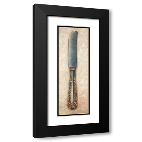 Vintage Butter Knife Black Modern Wood Framed Art Print with Double Matting by Atelier B Art Studio