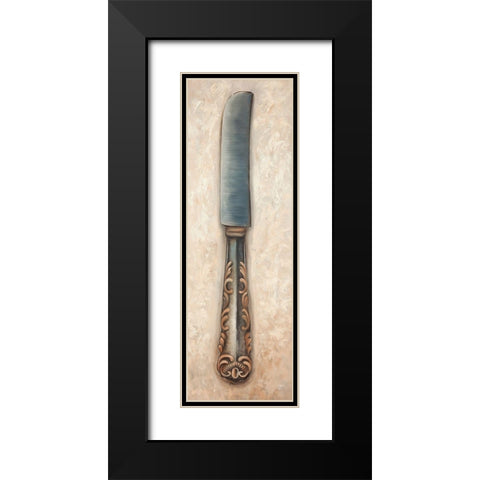 Vintage Butter Knife Black Modern Wood Framed Art Print with Double Matting by Atelier B Art Studio