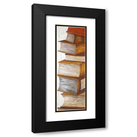 PILE OF BOOKS Black Modern Wood Framed Art Print with Double Matting by Atelier B Art Studio