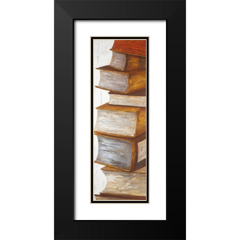 PILE OF BOOKS Black Modern Wood Framed Art Print with Double Matting by Atelier B Art Studio