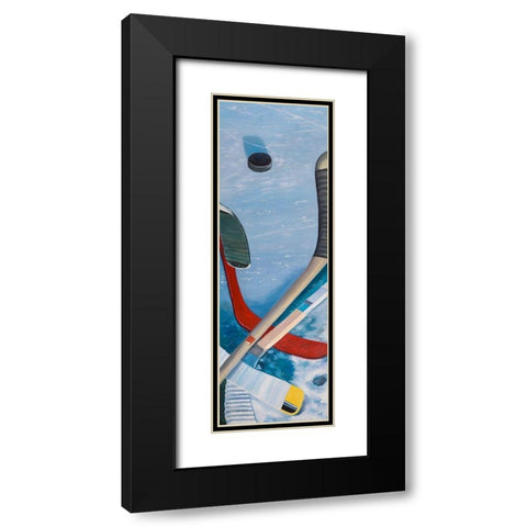 HOCKEY STICKS ON ICE Black Modern Wood Framed Art Print with Double Matting by Atelier B Art Studio