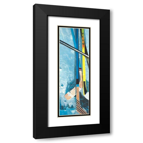 Hockey Sticks on Ice Black Modern Wood Framed Art Print with Double Matting by Atelier B Art Studio