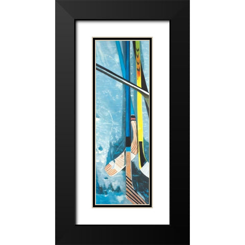 Hockey Sticks on Ice Black Modern Wood Framed Art Print with Double Matting by Atelier B Art Studio
