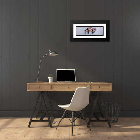 Cycling Competition Black Modern Wood Framed Art Print with Double Matting by Atelier B Art Studio