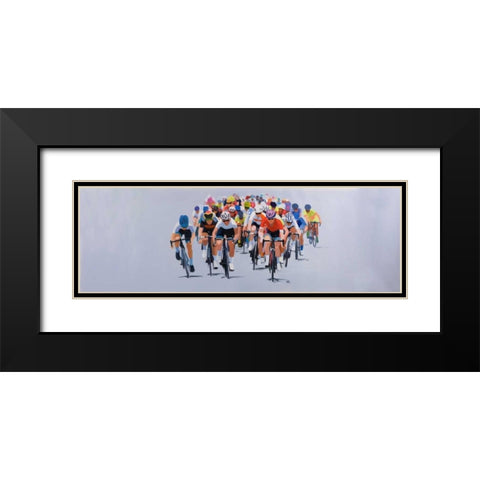 Cycling Competition Black Modern Wood Framed Art Print with Double Matting by Atelier B Art Studio