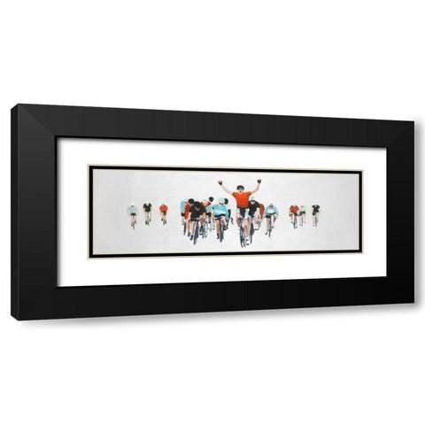 Cycling Competition Finals Black Modern Wood Framed Art Print with Double Matting by Atelier B Art Studio