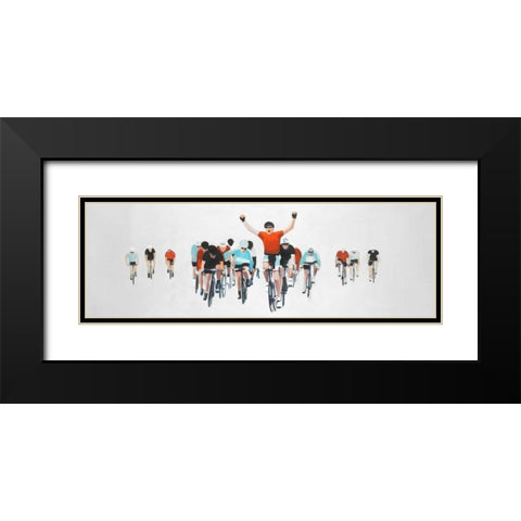 Cycling Competition Finals Black Modern Wood Framed Art Print with Double Matting by Atelier B Art Studio