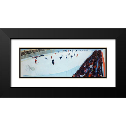 Game of Hockey Black Modern Wood Framed Art Print with Double Matting by Atelier B Art Studio