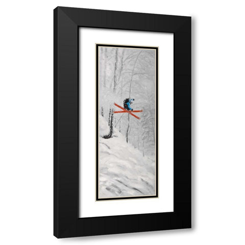 Man Skiing in Steep Offpiste Terrain Black Modern Wood Framed Art Print with Double Matting by Atelier B Art Studio