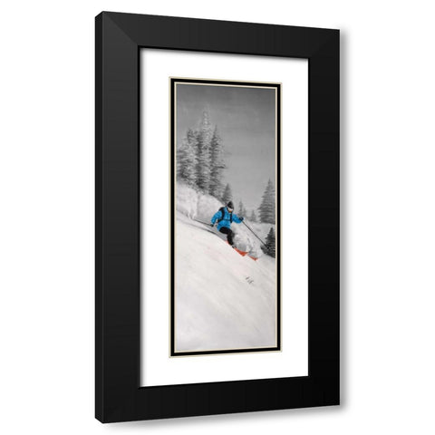 Man Skiing in Mountain Black Modern Wood Framed Art Print with Double Matting by Atelier B Art Studio