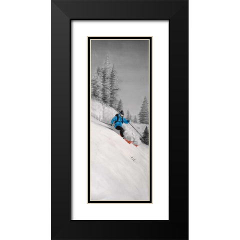Man Skiing in Mountain Black Modern Wood Framed Art Print with Double Matting by Atelier B Art Studio