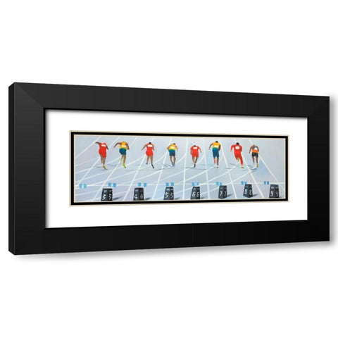 Race of 10 meters Black Modern Wood Framed Art Print with Double Matting by Atelier B Art Studio
