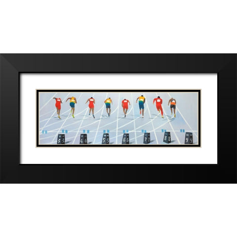 Race of 10 meters Black Modern Wood Framed Art Print with Double Matting by Atelier B Art Studio