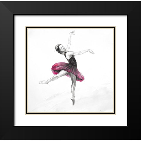 Small Pink Ballerina Black Modern Wood Framed Art Print with Double Matting by Atelier B Art Studio