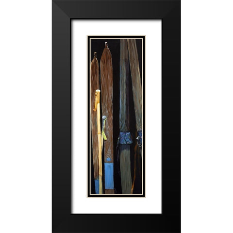 OLD SKIS Black Modern Wood Framed Art Print with Double Matting by Atelier B Art Studio