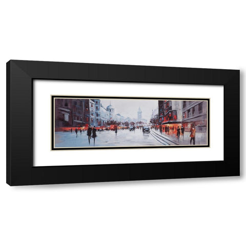 STREET SCENE WITH CARS Black Modern Wood Framed Art Print with Double Matting by Atelier B Art Studio