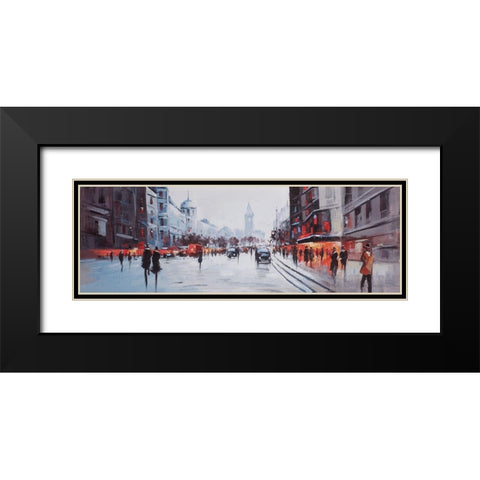 STREET SCENE WITH CARS Black Modern Wood Framed Art Print with Double Matting by Atelier B Art Studio