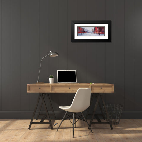 BLACK AND RED STREET SCENE Black Modern Wood Framed Art Print with Double Matting by Atelier B Art Studio