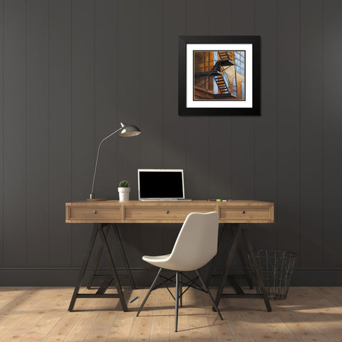 Apartment Building Escape in NYC Black Modern Wood Framed Art Print with Double Matting by Atelier B Art Studio