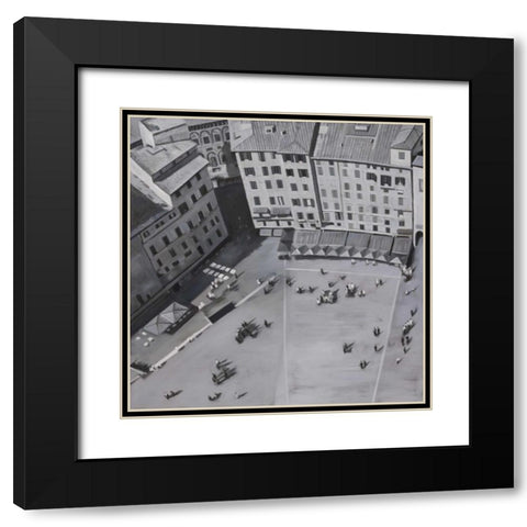 Piazza Del Campo in Italie Black Modern Wood Framed Art Print with Double Matting by Atelier B Art Studio