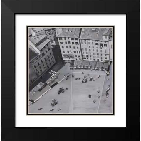 Piazza Del Campo in Italie Black Modern Wood Framed Art Print with Double Matting by Atelier B Art Studio