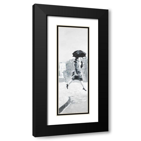 Woman in the Rain Black Modern Wood Framed Art Print with Double Matting by Atelier B Art Studio