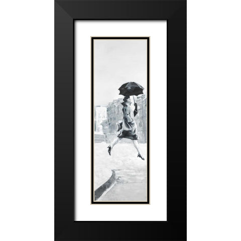 Woman in the Rain Black Modern Wood Framed Art Print with Double Matting by Atelier B Art Studio