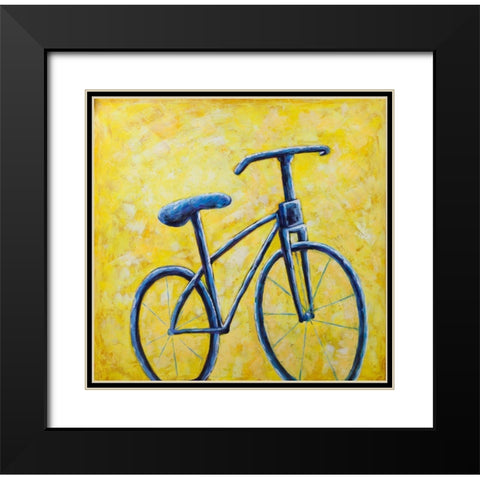 BLUE BIKE Black Modern Wood Framed Art Print with Double Matting by Atelier B Art Studio