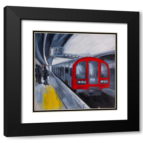 People Waiting for the Metro Black Modern Wood Framed Art Print with Double Matting by Atelier B Art Studio