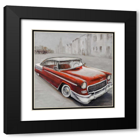 Vintage Classic Car Black Modern Wood Framed Art Print with Double Matting by Atelier B Art Studio