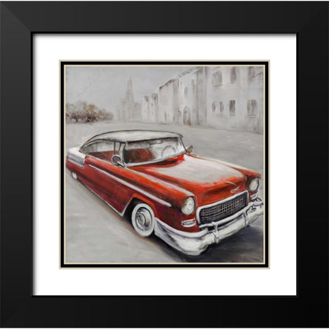 Vintage Classic Car Black Modern Wood Framed Art Print with Double Matting by Atelier B Art Studio