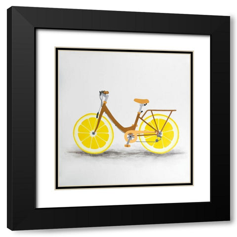 LEMON WHEEL BIKE Black Modern Wood Framed Art Print with Double Matting by Atelier B Art Studio