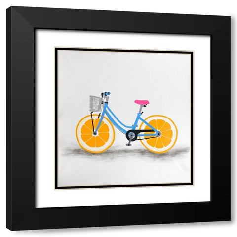 ORANGE WHEEL BIKE Black Modern Wood Framed Art Print with Double Matting by Atelier B Art Studio
