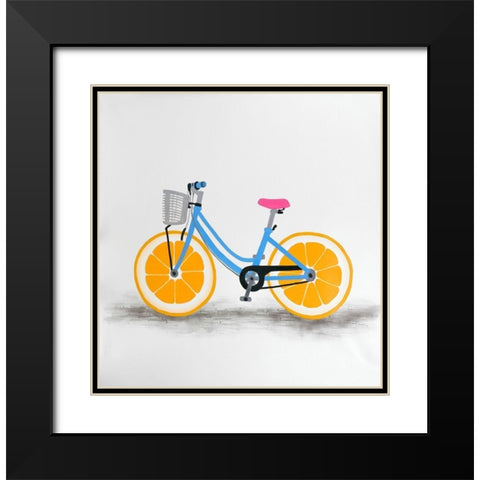 ORANGE WHEEL BIKE Black Modern Wood Framed Art Print with Double Matting by Atelier B Art Studio