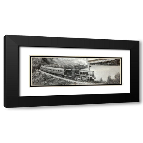 Vintage Locomotive Passenger Black Modern Wood Framed Art Print with Double Matting by Atelier B Art Studio