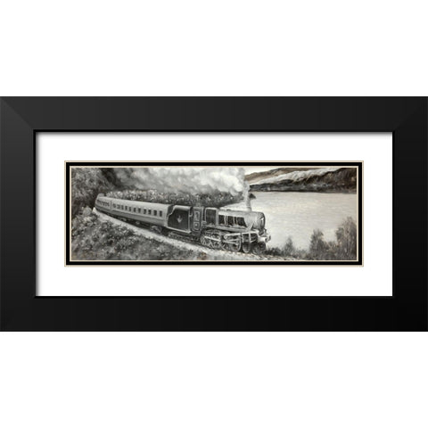 Vintage Locomotive Passenger Black Modern Wood Framed Art Print with Double Matting by Atelier B Art Studio