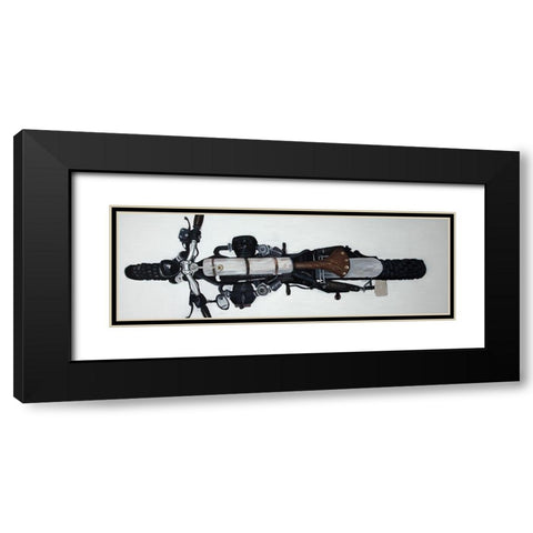OVERHEAD VIEW OF A MOTORCYCLE Black Modern Wood Framed Art Print with Double Matting by Atelier B Art Studio