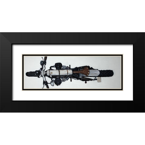 OVERHEAD VIEW OF A MOTORCYCLE Black Modern Wood Framed Art Print with Double Matting by Atelier B Art Studio