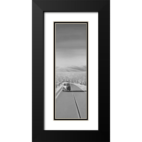 Car on the Road Again Black Modern Wood Framed Art Print with Double Matting by Atelier B Art Studio