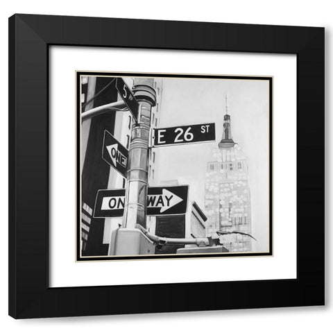 New York City Street Signs Black Modern Wood Framed Art Print with Double Matting by Atelier B Art Studio