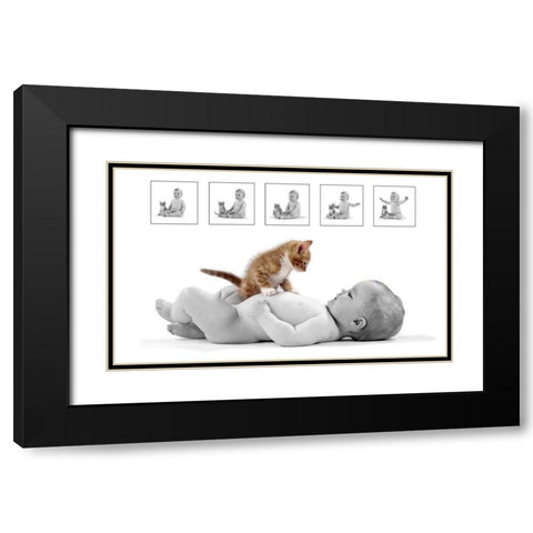 Kitten and baby Black Modern Wood Framed Art Print with Double Matting by Hoenderkamp, Patrick