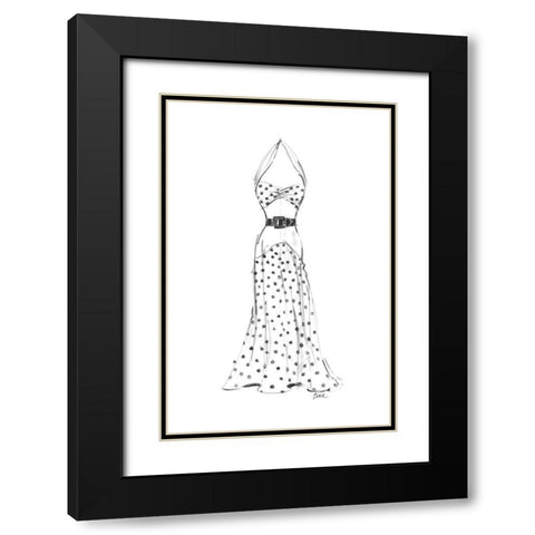 Dress in Polka Dots Black Modern Wood Framed Art Print with Double Matting by Amico, Tina