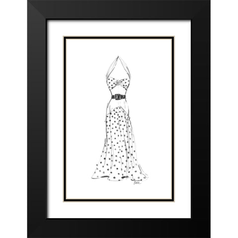 Dress in Polka Dots Black Modern Wood Framed Art Print with Double Matting by Amico, Tina